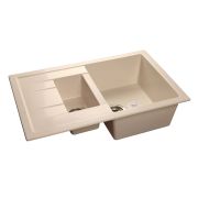 GRANFEST Мойка мрамор QUADRO GF-Q775KL (F-21К), 2-х чашевая, 770*495мм, (Белая)