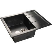 GRANFEST Мойка мрамор QUADRO GF-Q-650L, прямоугольная, 650*500мм, (Чёрная)